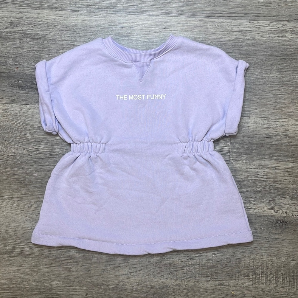 Zara Kids Scrunched Waist Graphic Dress